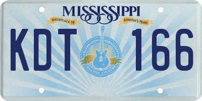 MS license plate KDT166