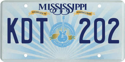 MS license plate KDT202