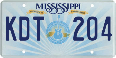 MS license plate KDT204