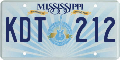 MS license plate KDT212