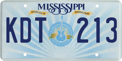 MS license plate KDT213