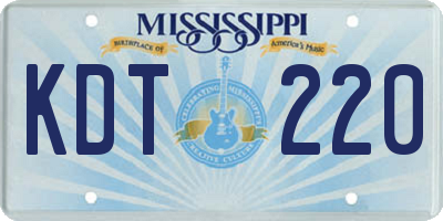 MS license plate KDT220