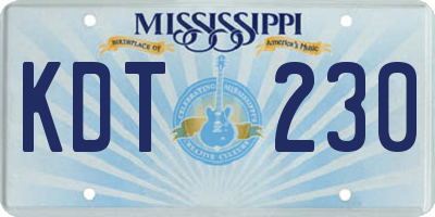 MS license plate KDT230