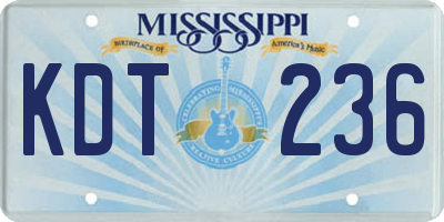 MS license plate KDT236