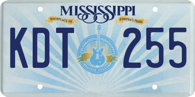MS license plate KDT255