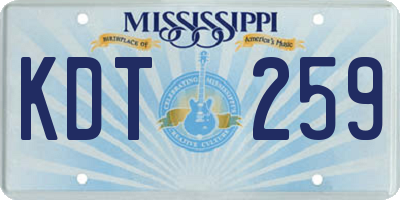 MS license plate KDT259