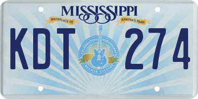 MS license plate KDT274