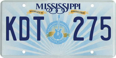 MS license plate KDT275