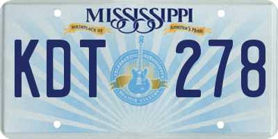 MS license plate KDT278