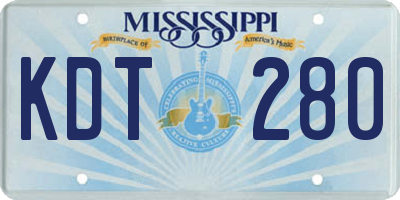 MS license plate KDT280