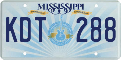MS license plate KDT288