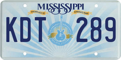 MS license plate KDT289
