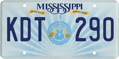 MS license plate KDT290