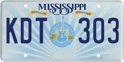 MS license plate KDT303