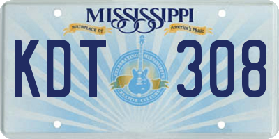 MS license plate KDT308