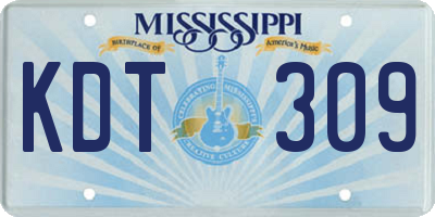 MS license plate KDT309