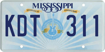 MS license plate KDT311