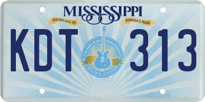 MS license plate KDT313