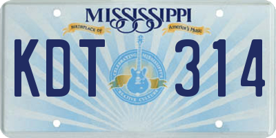 MS license plate KDT314