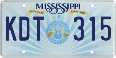 MS license plate KDT315