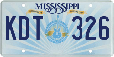 MS license plate KDT326