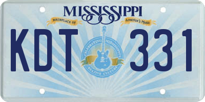MS license plate KDT331