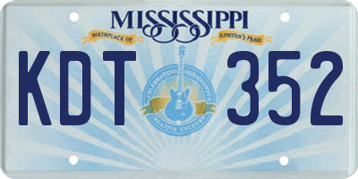 MS license plate KDT352