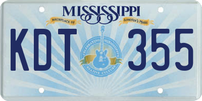 MS license plate KDT355