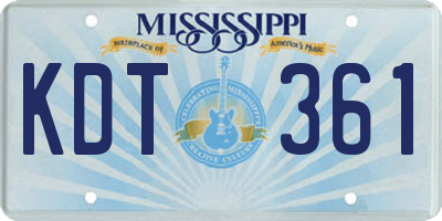 MS license plate KDT361