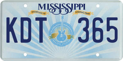 MS license plate KDT365