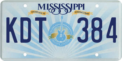 MS license plate KDT384