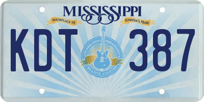 MS license plate KDT387