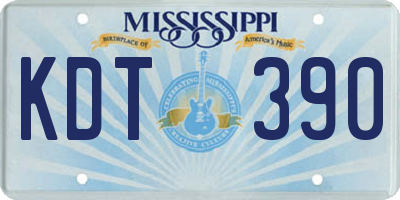 MS license plate KDT390
