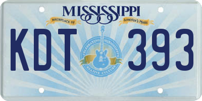MS license plate KDT393