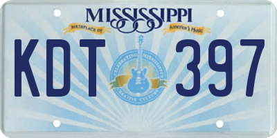 MS license plate KDT397