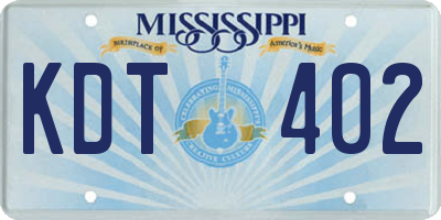 MS license plate KDT402