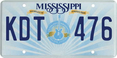 MS license plate KDT476