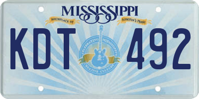 MS license plate KDT492