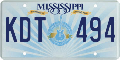 MS license plate KDT494