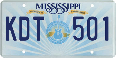 MS license plate KDT501