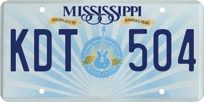 MS license plate KDT504