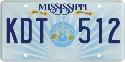 MS license plate KDT512