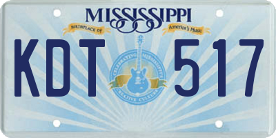 MS license plate KDT517