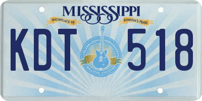 MS license plate KDT518