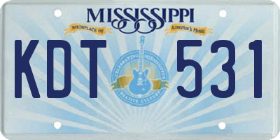 MS license plate KDT531