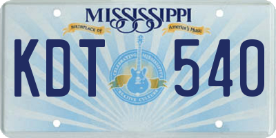 MS license plate KDT540