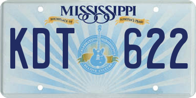 MS license plate KDT622