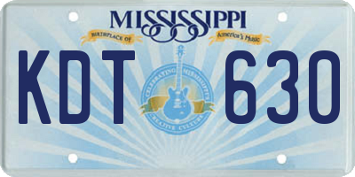 MS license plate KDT630