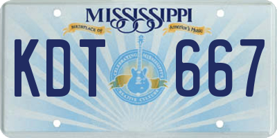 MS license plate KDT667