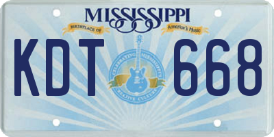 MS license plate KDT668